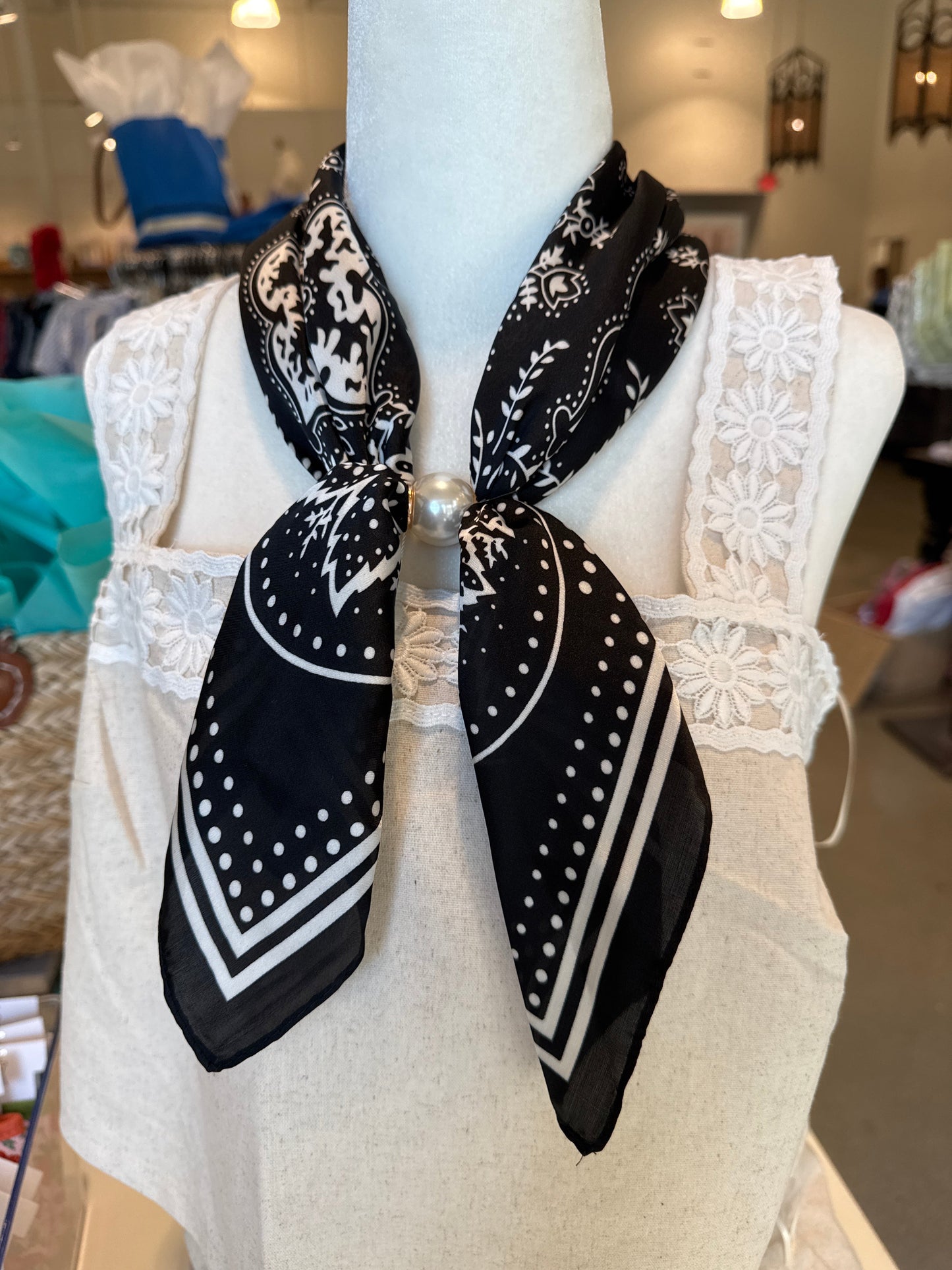 Accented Pearl Paisley Scarf Necklace