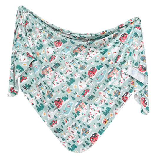 Knit Swaddle Blanket - Snowy Slopes