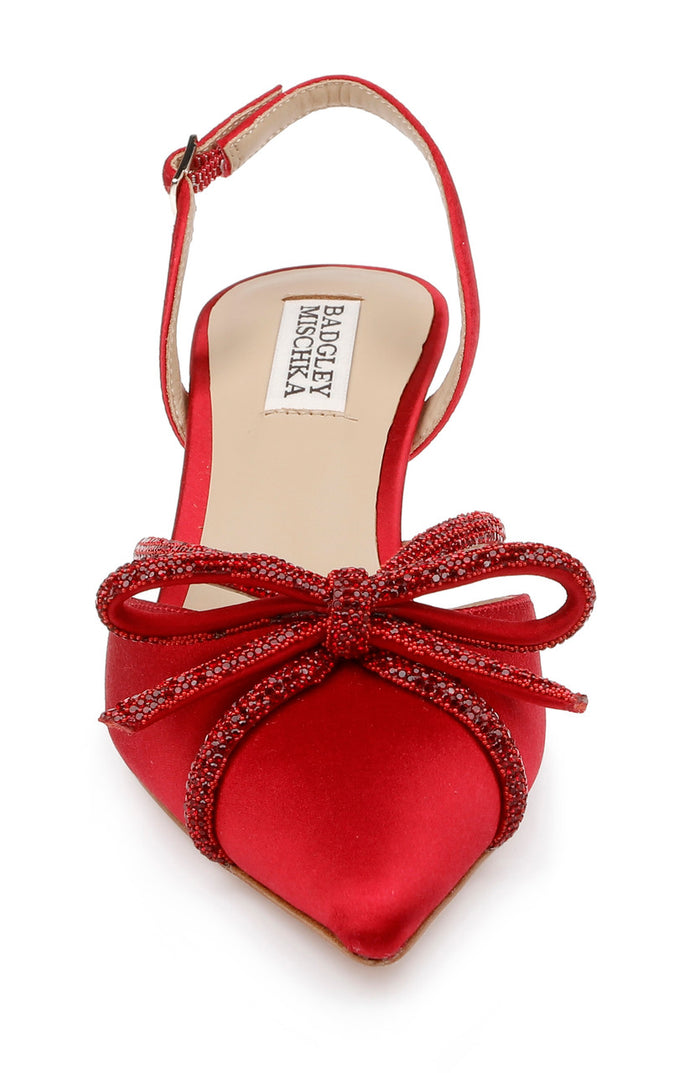 Red | Angelina Slingback Kitten Heels Front