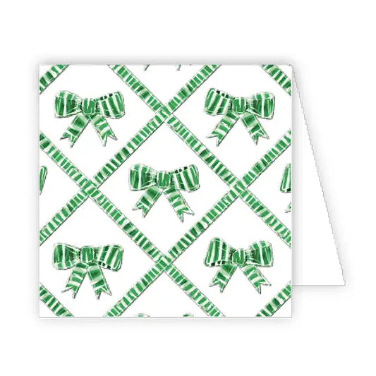 Green and White Striped Bow Trellis Enclosure Card