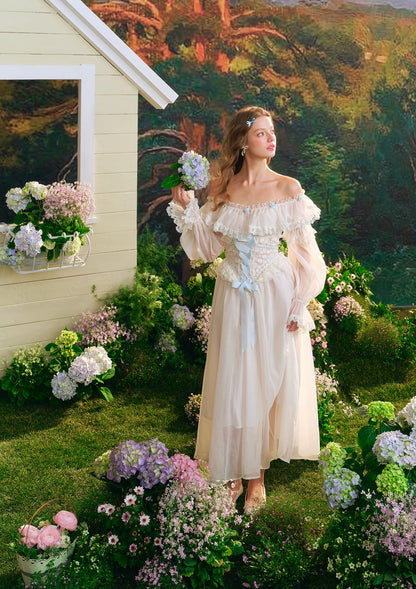 （US Exclusive）Blue Hydrangea Corset Dress