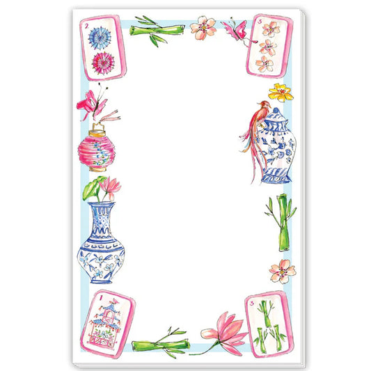 Hand Painted Mahjong Icons Border Large Notepad