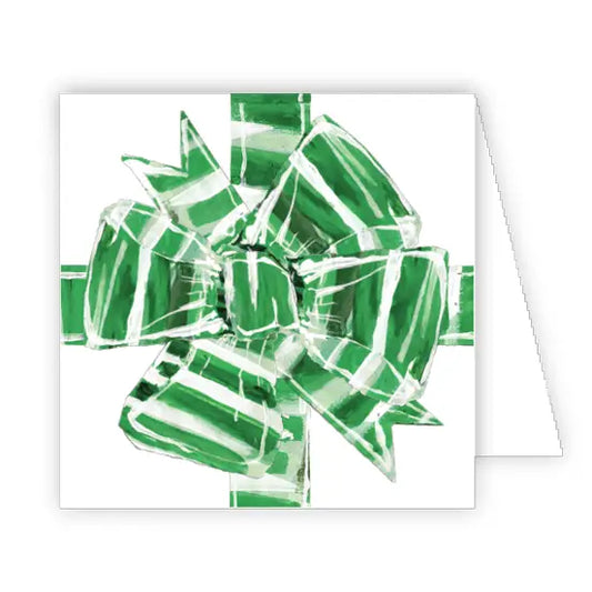 Green and White Striped Bow Enclosure Card
