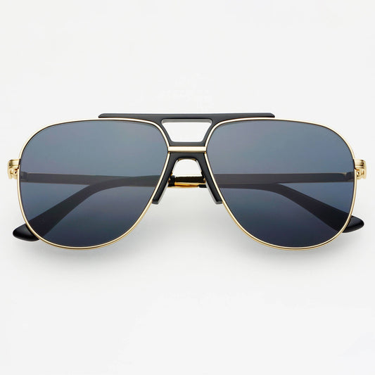 Logan Acetate Aviator Sunglasses - Black | Grey