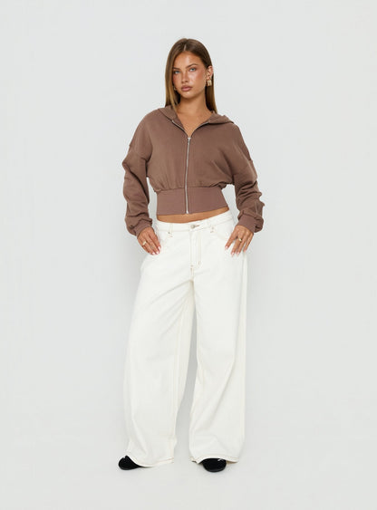 Naylor Mid Rise Wide Leg Jeans Cream
