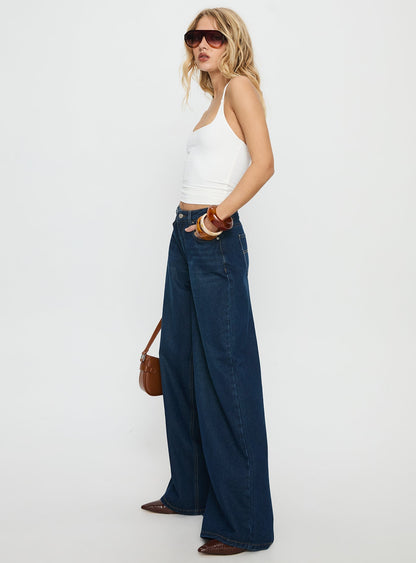 Naylor Mid Rise Wide Leg Jeans Mid Blue Denim Petite