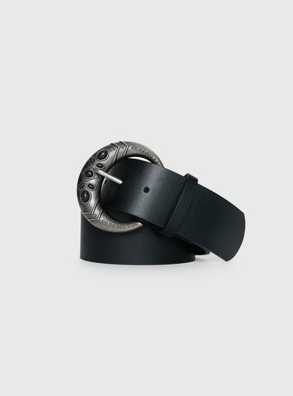 Emlynn Faux Leather Belt Black / Silver