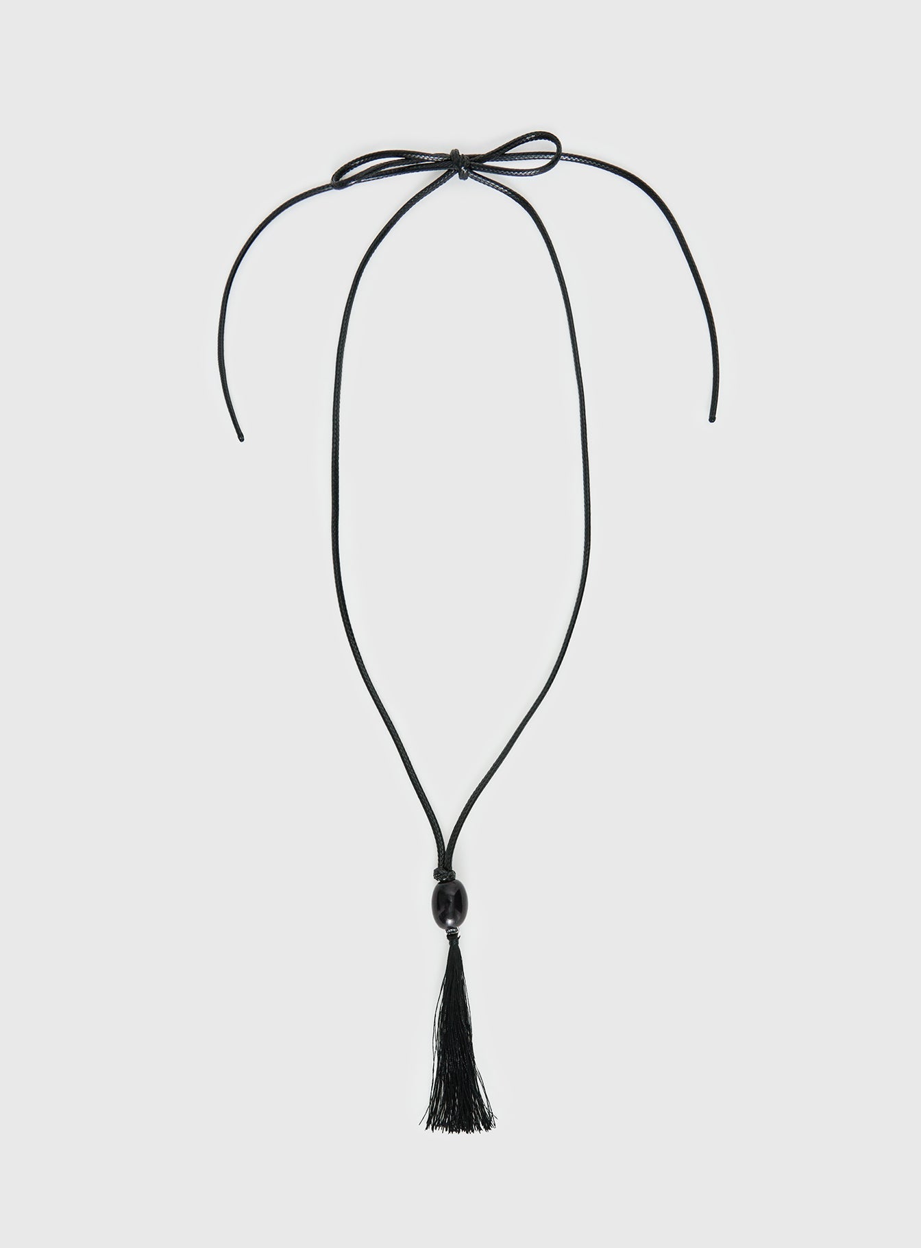 Fight The Feeling Long Tassel Necklace Black