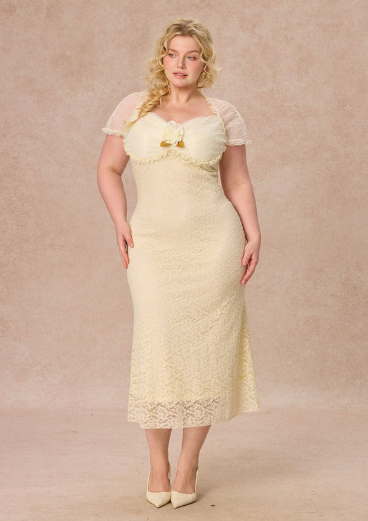 Curve&Plus Cream Letter Dress