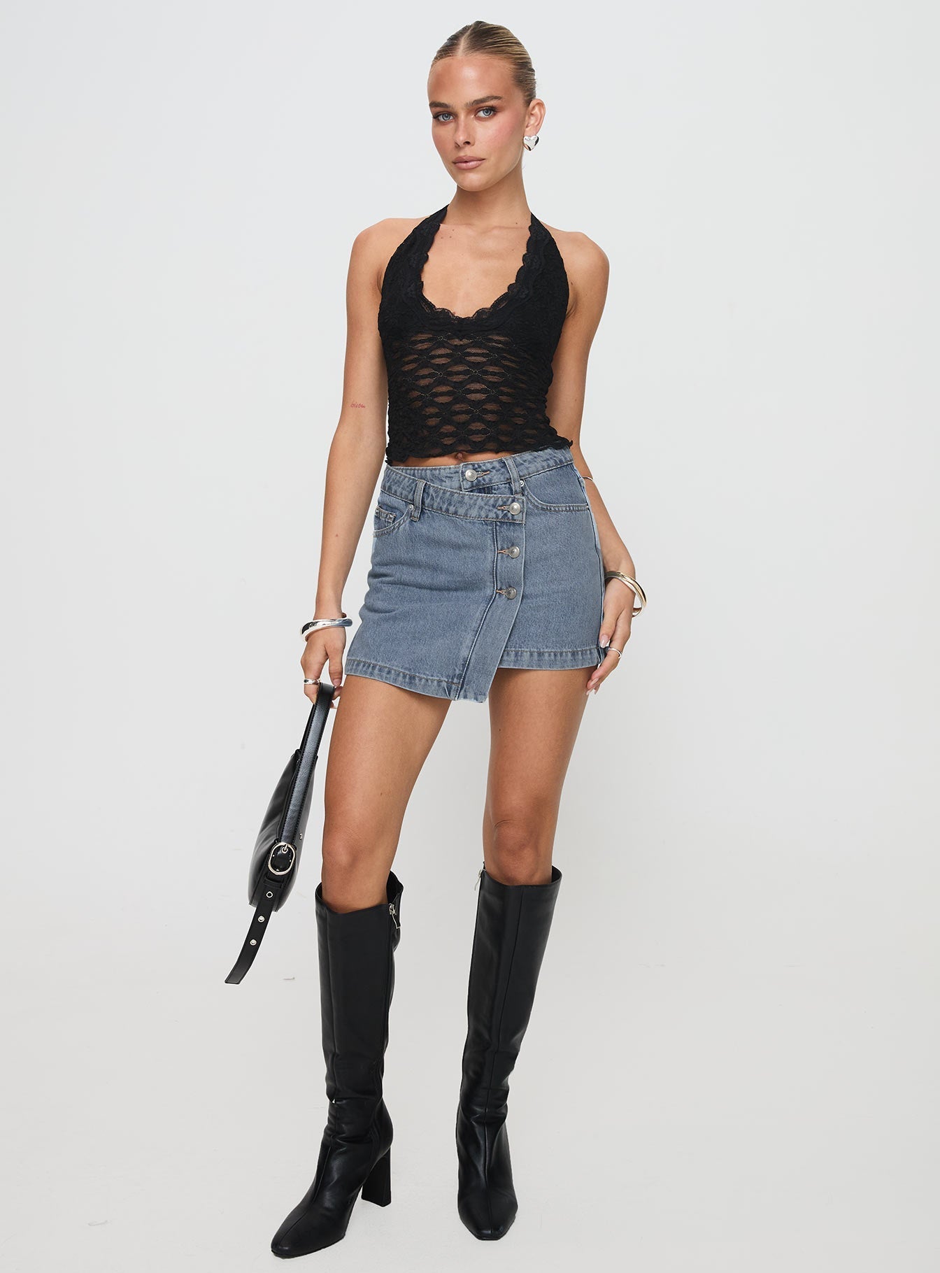Denis Mini Denim Skirt Light Blue