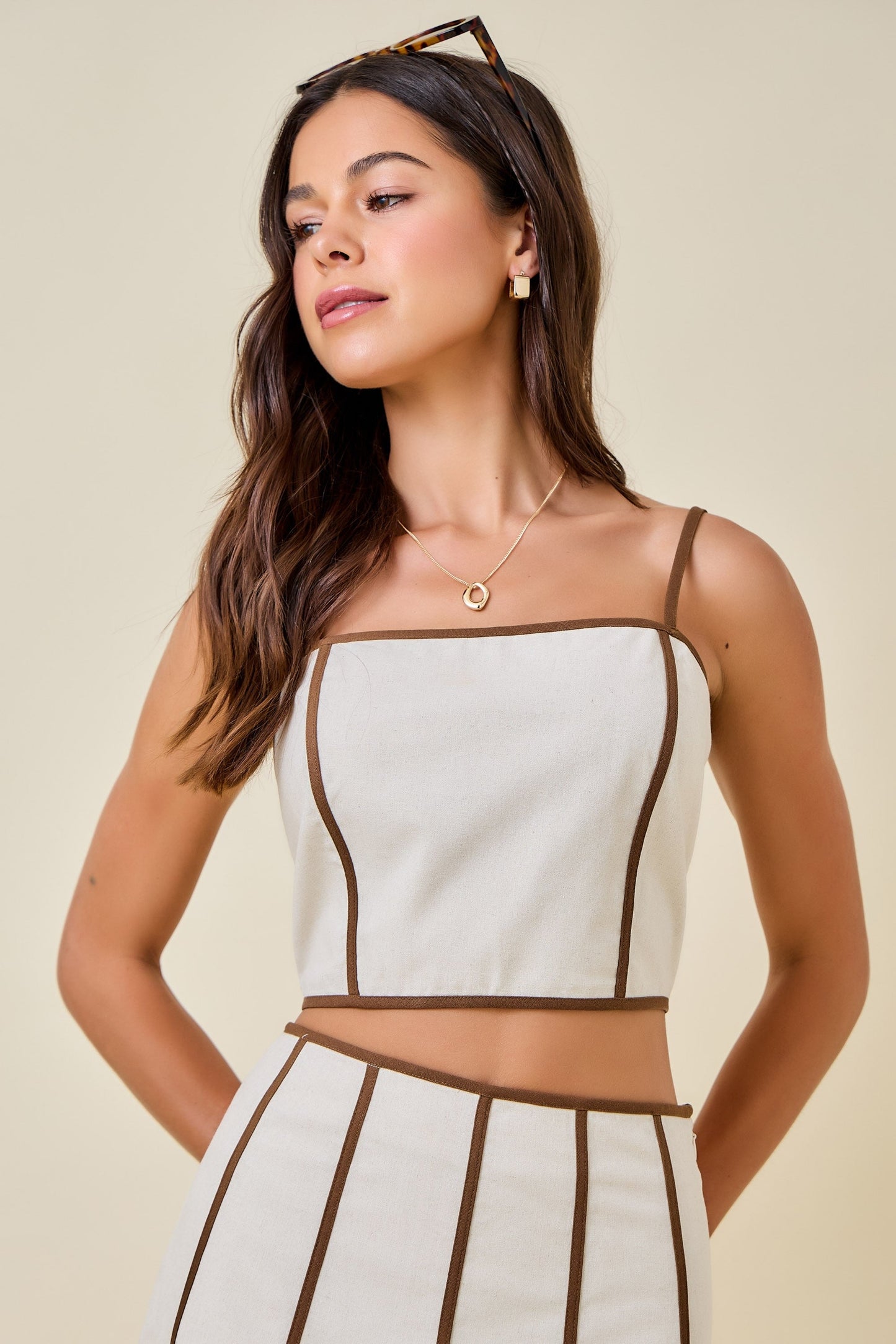 Chloe Contrast Piped Top