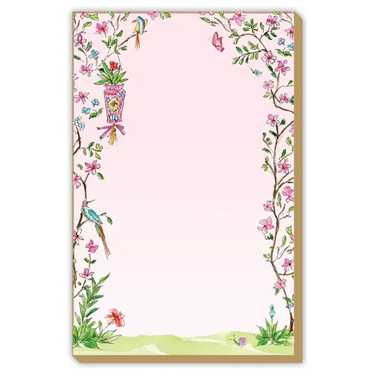 Handpainted Pink Enchanted Garden Luxe Large Notepad