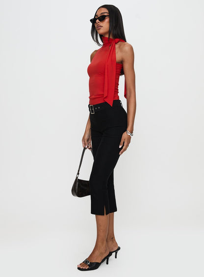 Can I Kick It Flared Capri Pants Black