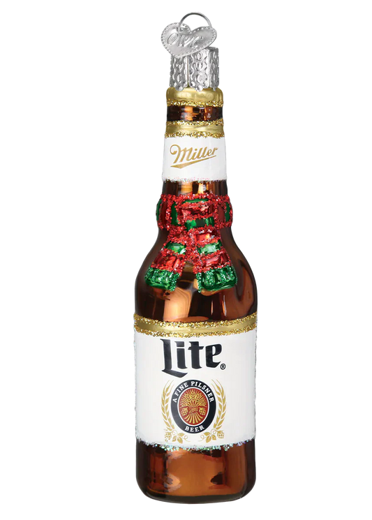 Holiday Miller Lite Bottle Ornament