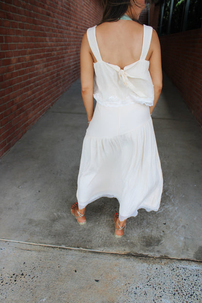 Lace Detail Side Slit Midi Skirt