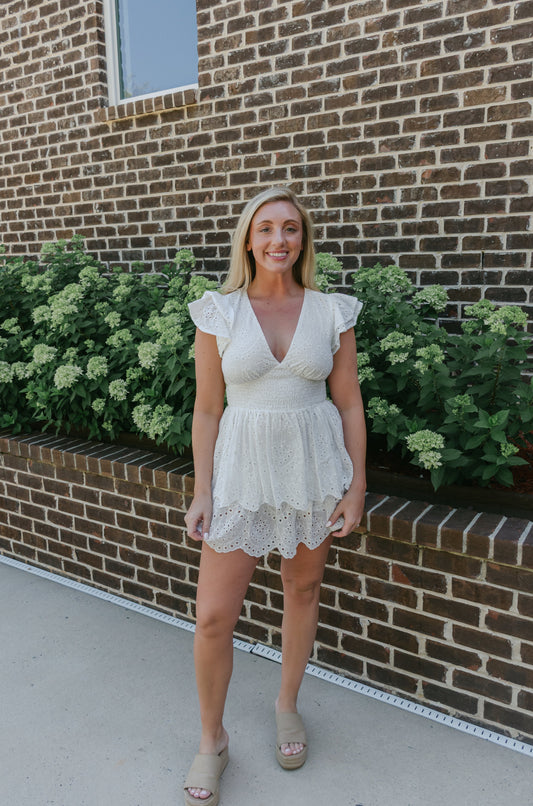 Denisse Smocked Waist Romper Dress