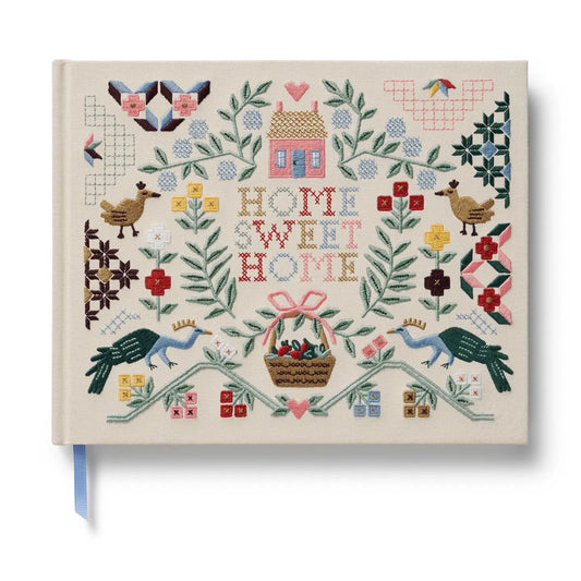 Home Sweet Home Embroidered Fabric Guest Book