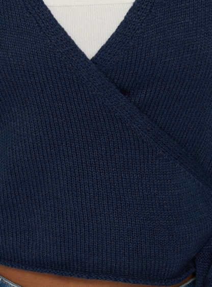 Tonee Wrap Knit Cardigan Navy