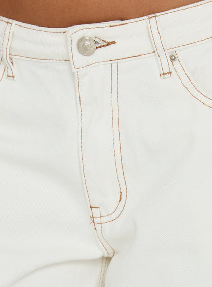 Naylor Mid Rise Wide Leg Jeans Cream Tall