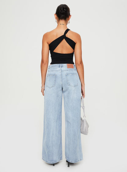 Ramos Low Rise Wide Leg Jeans Light Blue Wash Tall
