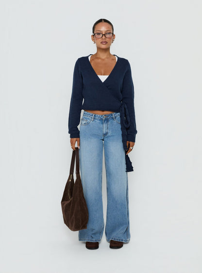 Tonee Wrap Knit Cardigan Navy
