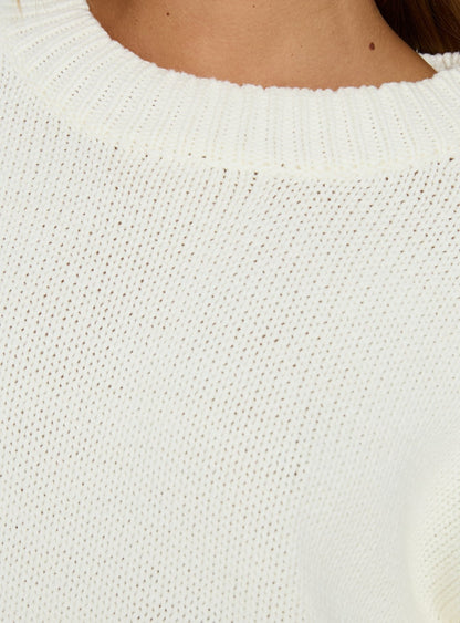 Harmony Balloon Sleeve Knit Sweater White