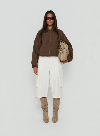 Scorpia Canvas Bomber Jacket Dark Brown