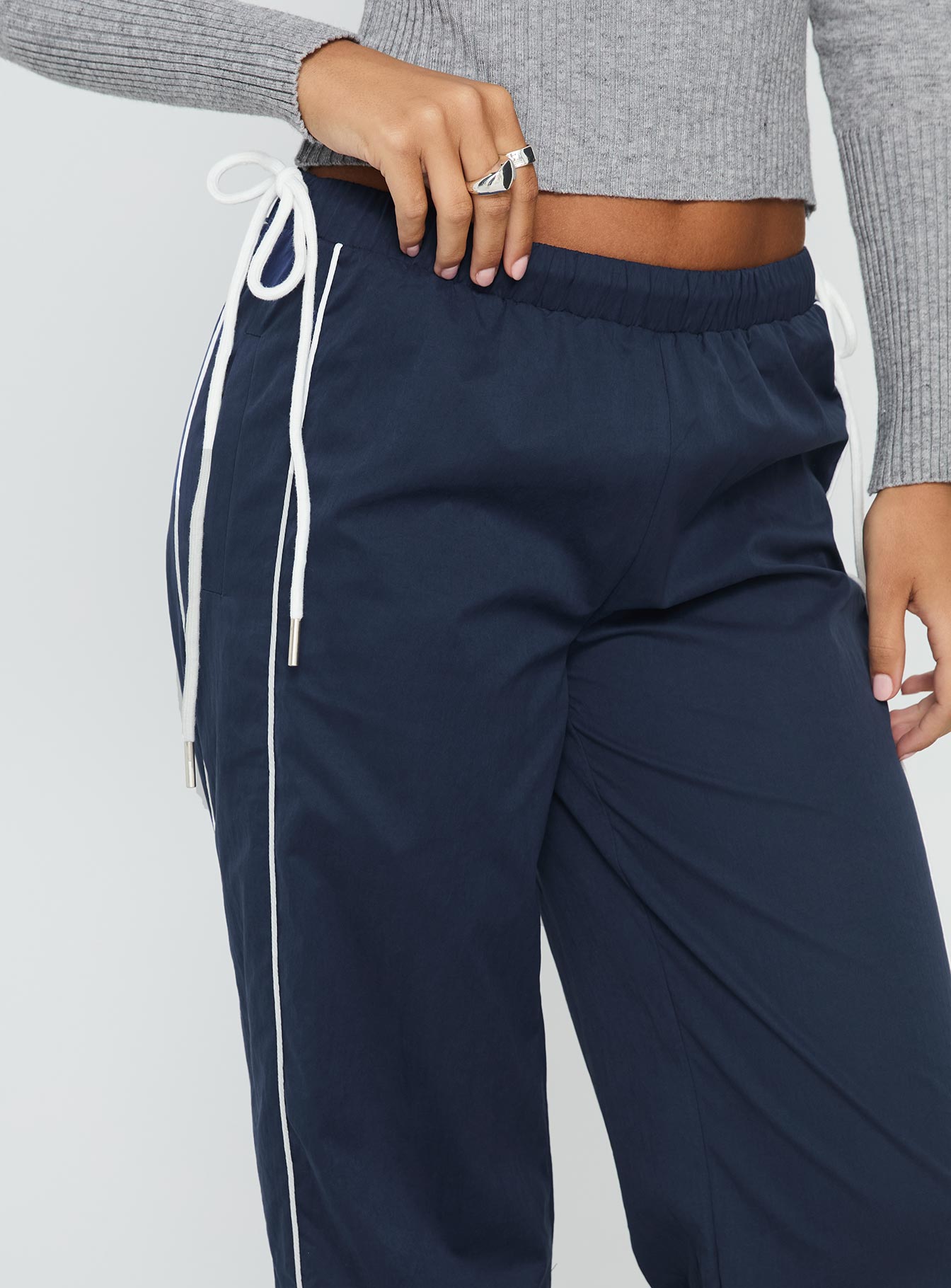 Jaycie Tie Side Track Pant Navy
