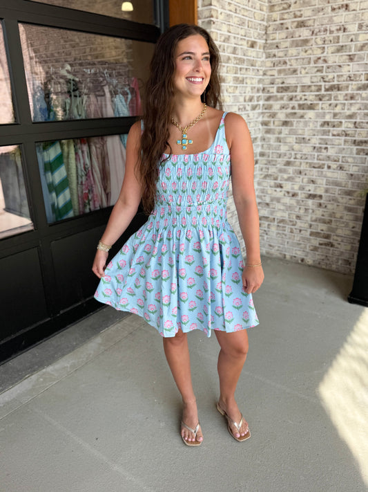 Calla Floral Smocked Mini Dress