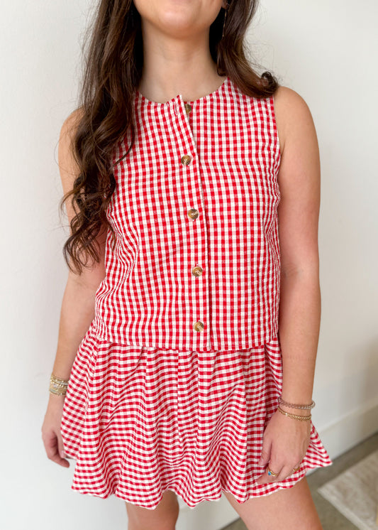 Lina Gingham Flare Skirt