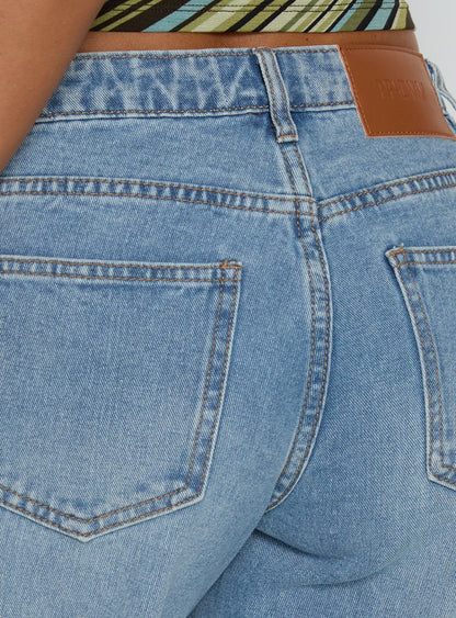 Ramos Low Rise Wide Leg Denim Jeans Bright Blue Wash