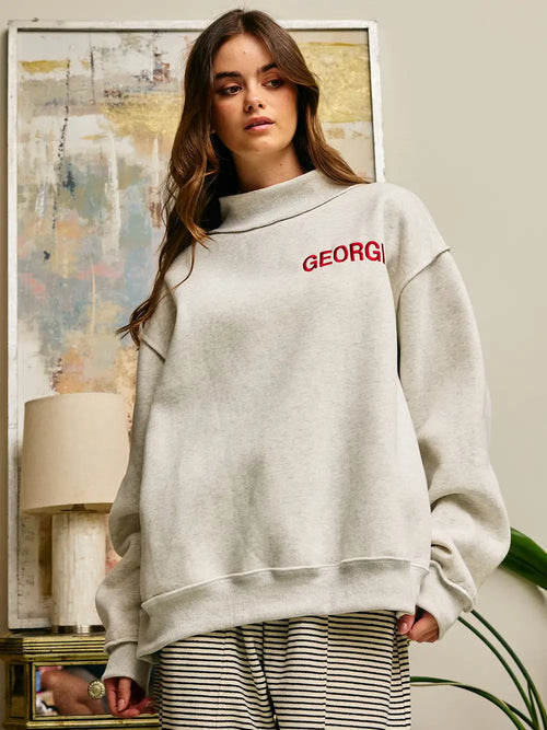 Georgia Embroidered Mock Neck