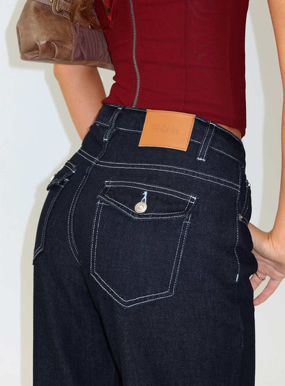 Everlong Mid Rise Straight Leg Jeans Indigo Wash