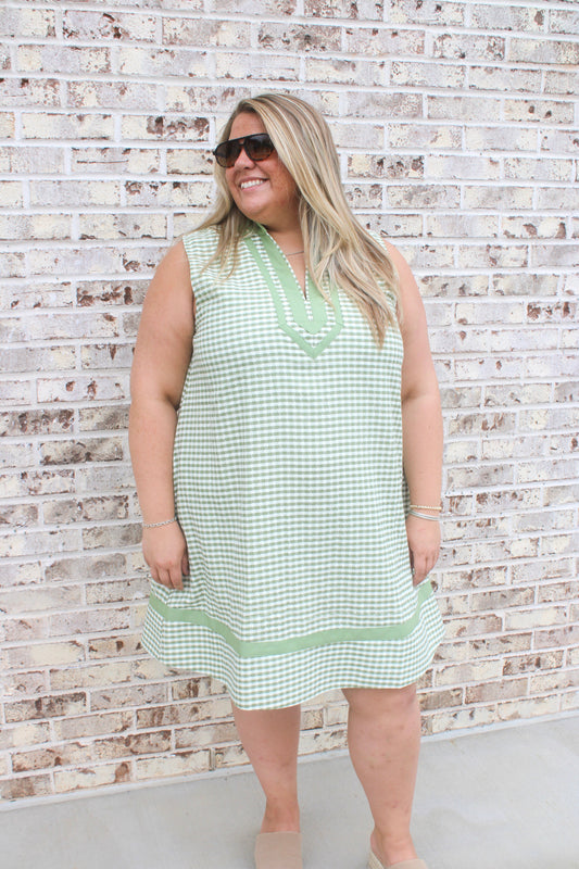 Green Gingham Shift