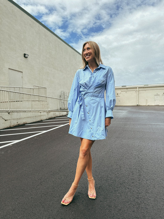 Dahlia Wrap Front Shirt Mini Dress