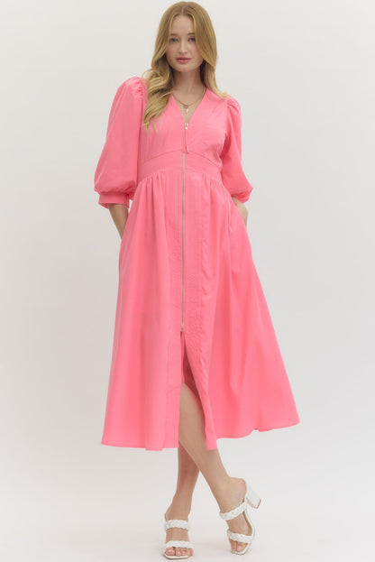 Charlotte Zip-Front Midi Dress