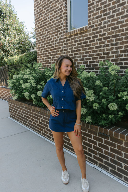 Lavinia Boxy Crop Denim Top