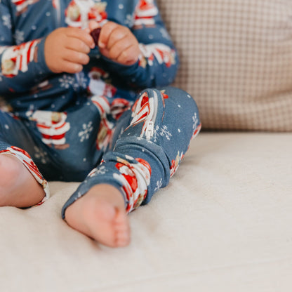 Bamboo Convertible Zip-Up Footie Pajama - Santa Claus