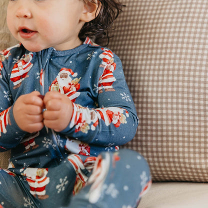 Bamboo Convertible Zip-Up Footie Pajama - Santa Claus
