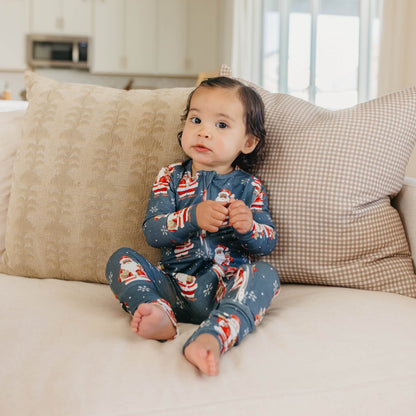 Bamboo Convertible Zip-Up Footie Pajama - Santa Claus