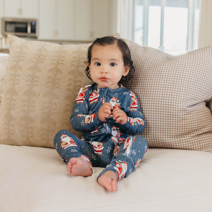 Bamboo Convertible Zip-Up Footie Pajama - Santa Claus
