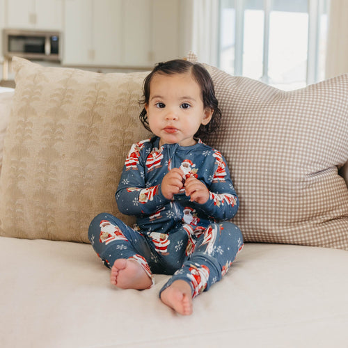 Bamboo Convertible Zip-Up Footie Pajama - Santa Claus