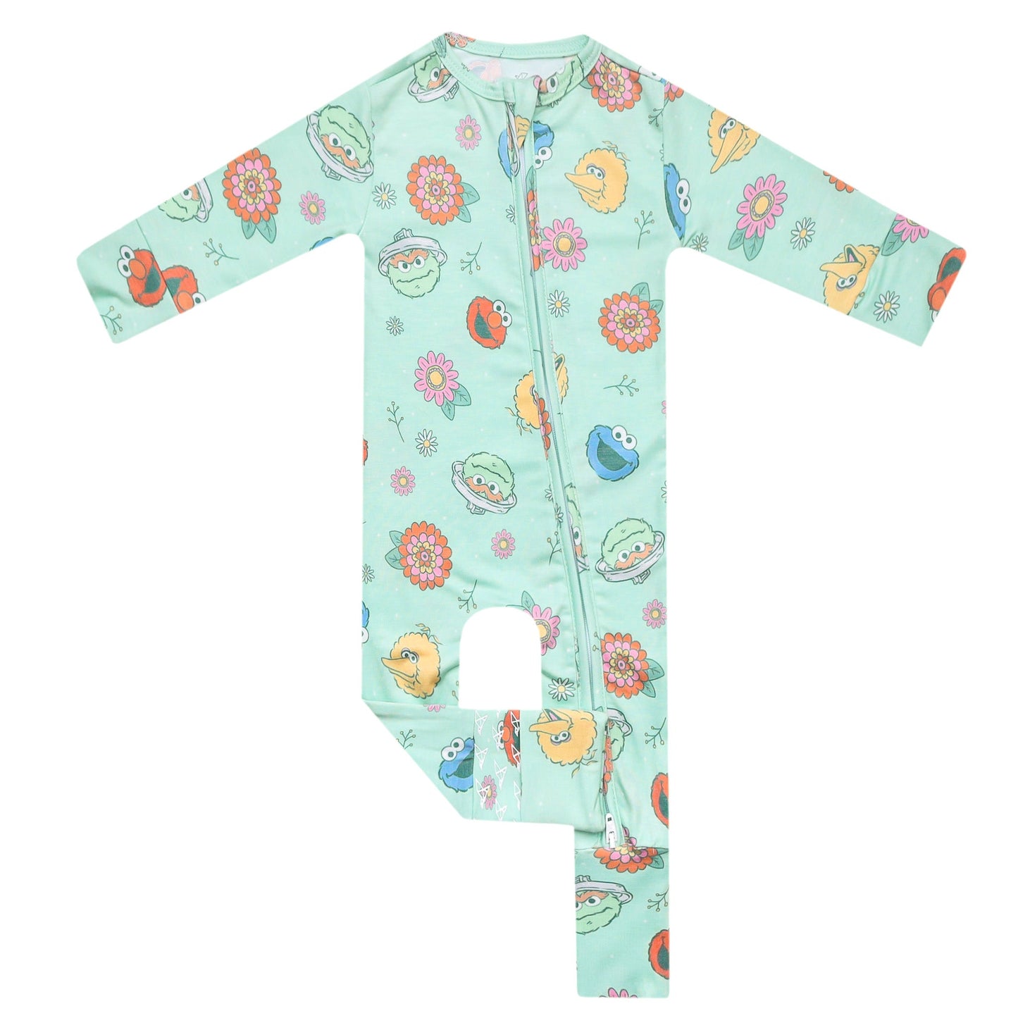Convertible Zip-Up Footie Pajama - Sesame Street Retro Floral