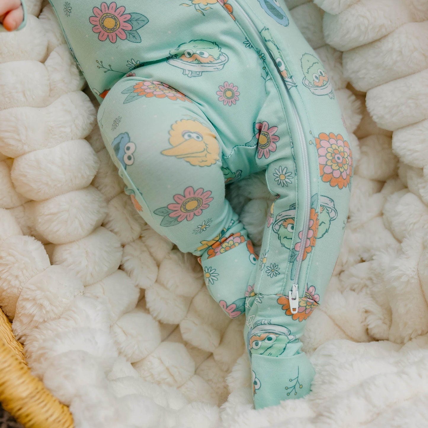 Convertible Zip-Up Footie Pajama - Sesame Street Retro Floral