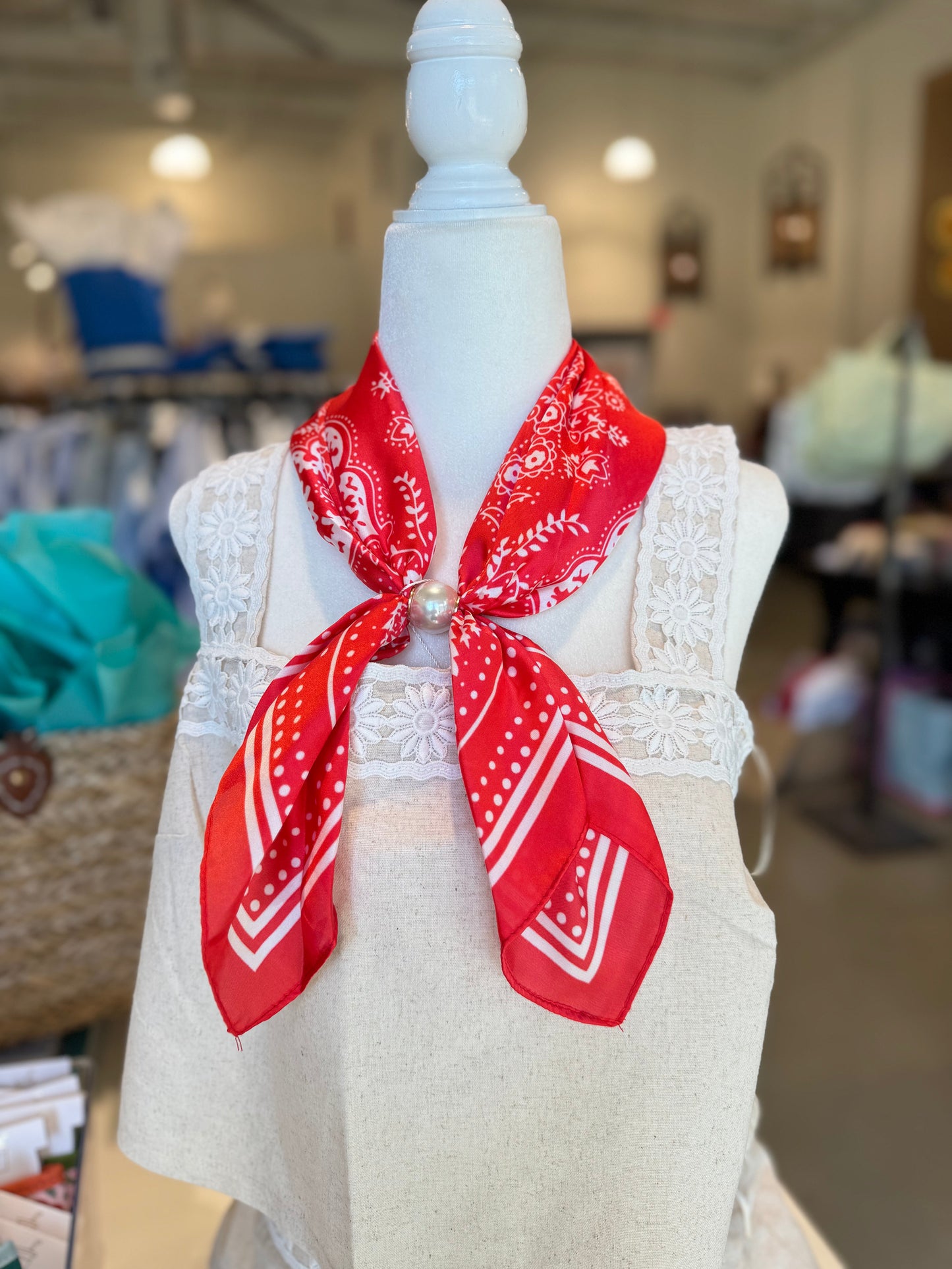 Accented Pearl Paisley Scarf Necklace