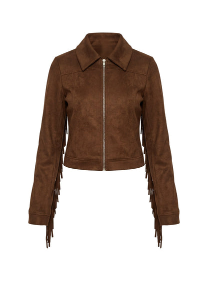 Dakohda Fringe Jacket Chocolate Brown