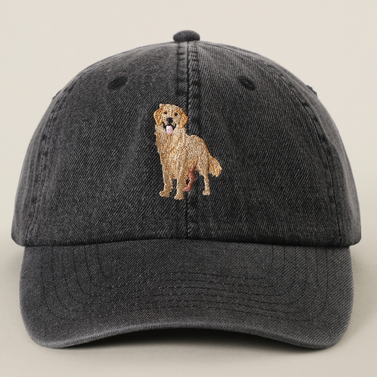 Golden Retriever Embroidered Denim Baseball Cap