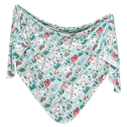 Knit Swaddle Blanket - Snowy Slopes
