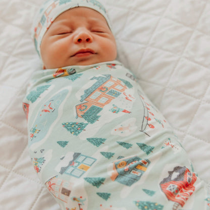 Knit Swaddle Blanket - Snowy Slopes