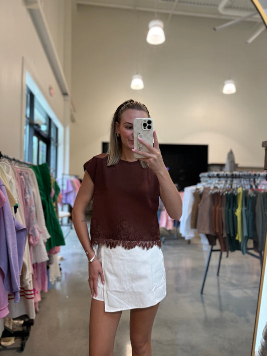 Lace Trim Boxy Tee